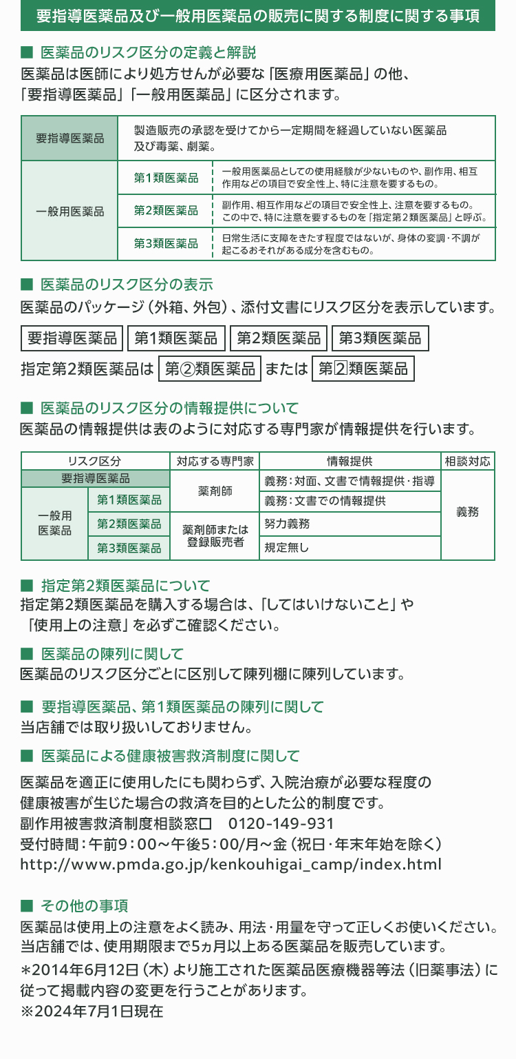 要指導医薬品及び一般用医薬品の販売に関する制度に関する事項