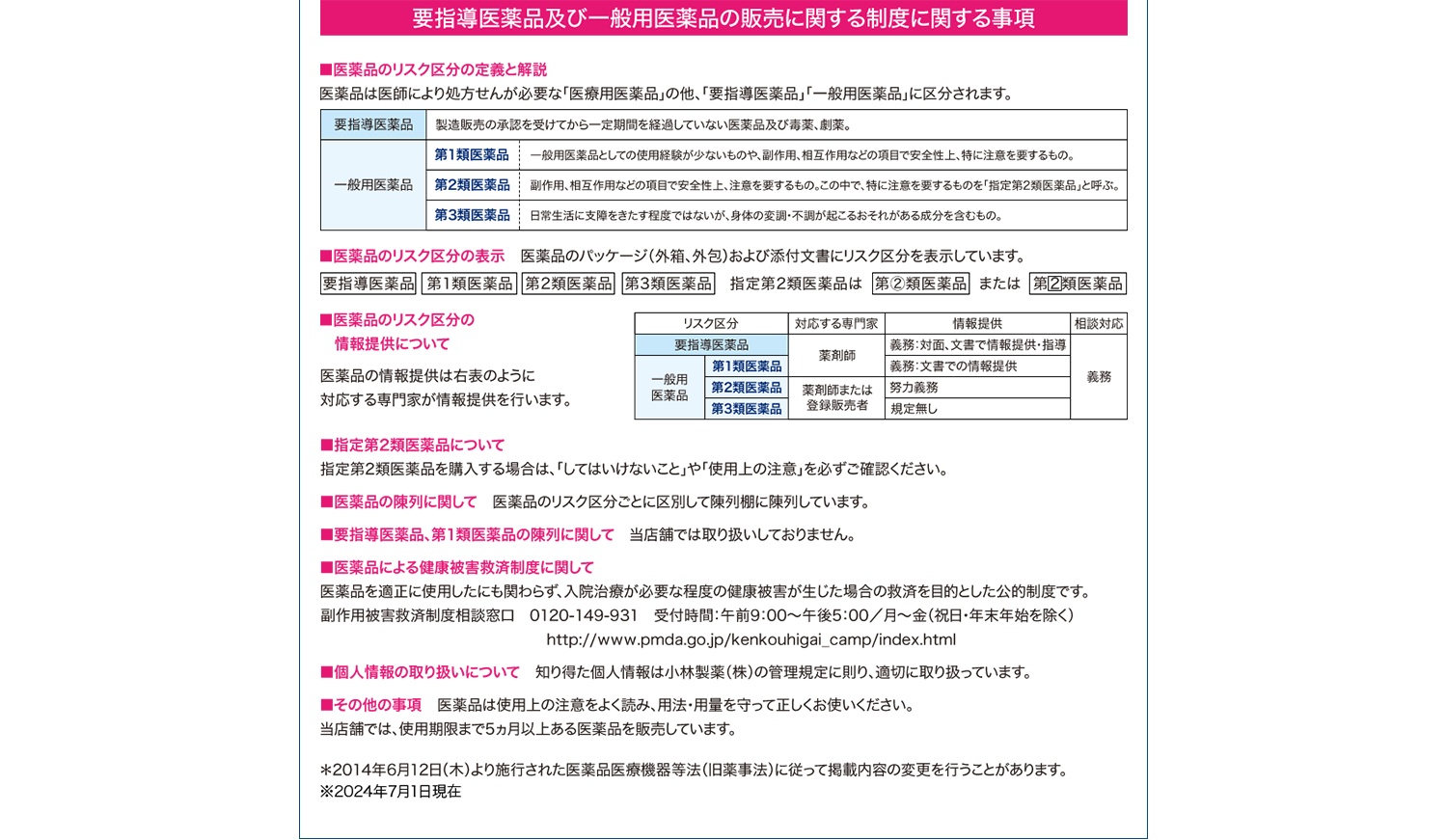 要指導医薬品及び一般用医薬品の販売に関する制度に関する制度