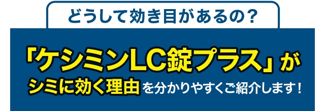 どうして効き目があるの？ 「ケシミンLC錠プラス」がシミに効く理由を分かりやすくご紹介します！