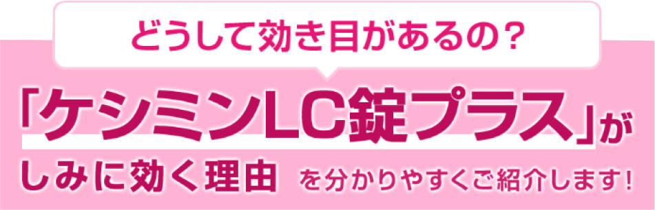 どうして効き目があるの？ 「ケシミンLC錠プラス」がしみに効く理由を分かりやすくご紹介します！
