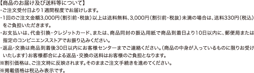 商品のお届け及び送料等について