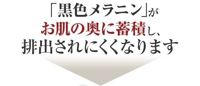 「黒色メラニン」がお肌の奥に蓄積し、排出されにくくなります。